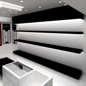 Render, vista interior de tienda Forum